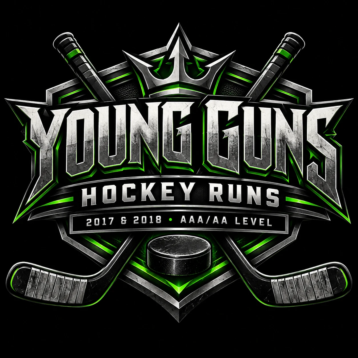 Young Guns Hockey Runs shield logo